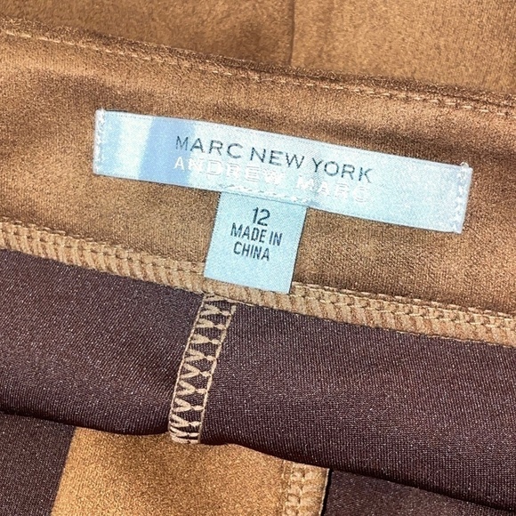 Marc New York Andrew Marc Cognac Faux Suede Wide Leg Pants Size 12 - Picture 3 of 8